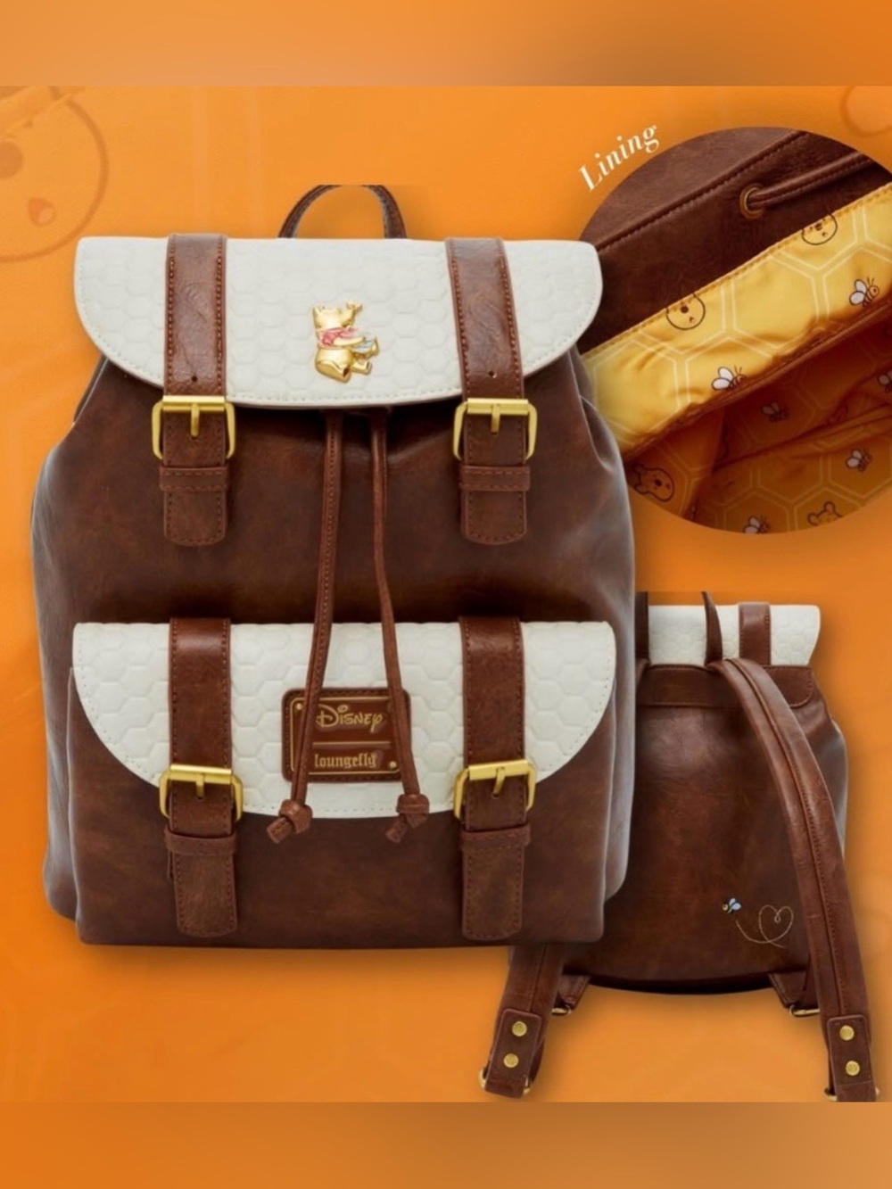 NWT Loungefly Disney Winnie the Pooh Honeycomb Flap Mini
Backpack